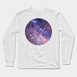 Virgo Sign in the Dark Pink Starry Night Sky Long Sleeve T-Shirt